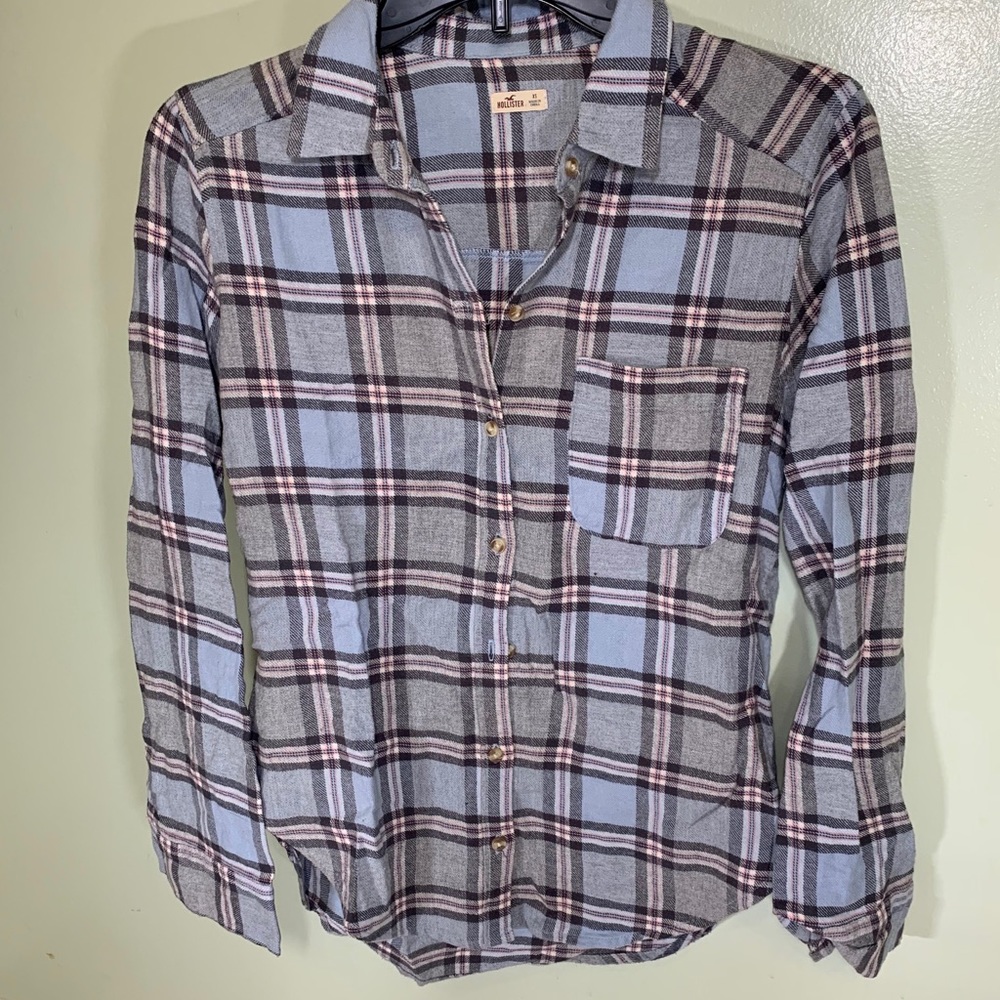 Hollister blue plaid flannel shirt
